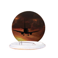 Thumbnail for Beautiful Aircraft Landing at Sunset Designed Pins