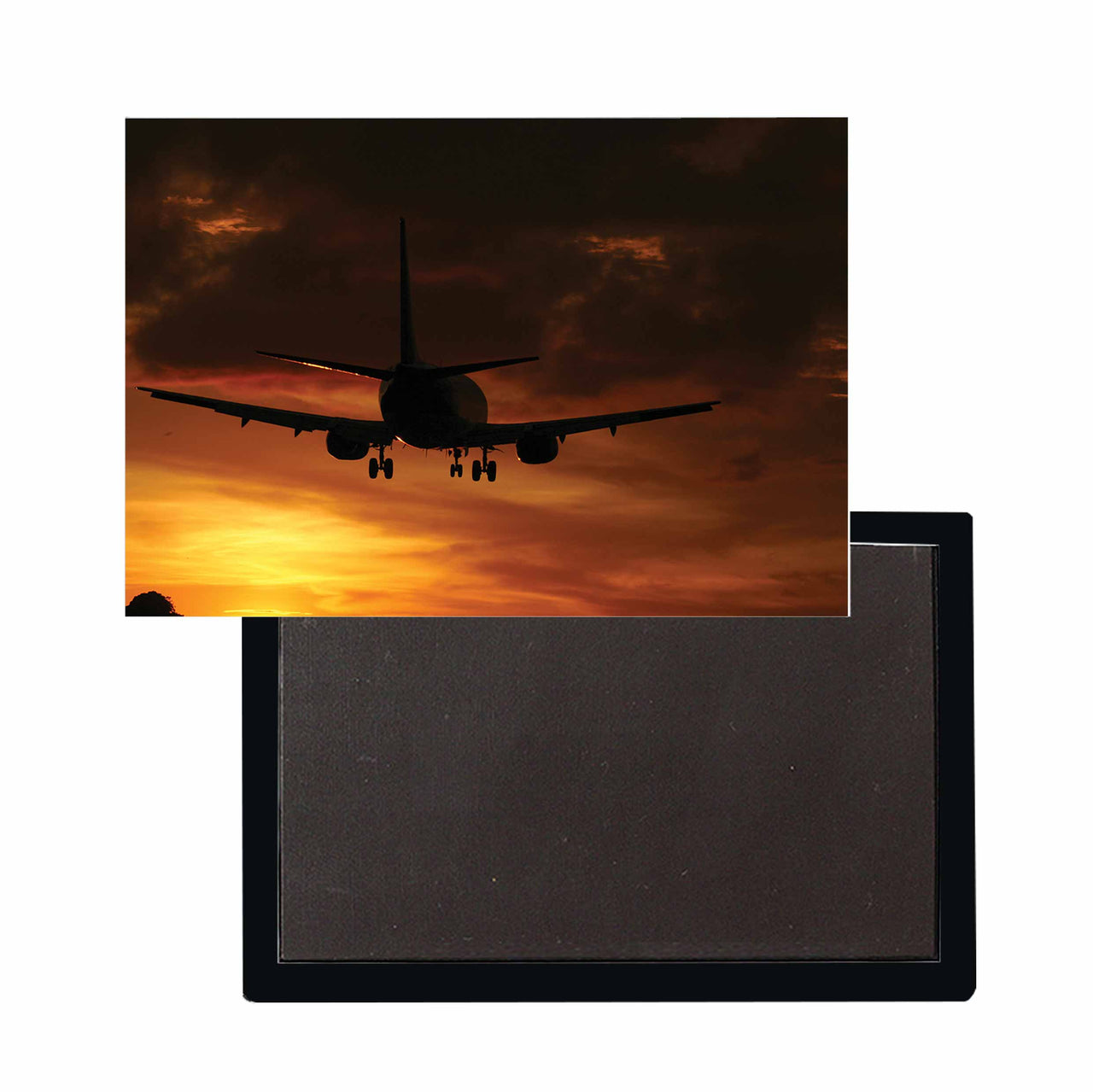 Beautiful Aircraft Landing at Sunset Designed Magnets