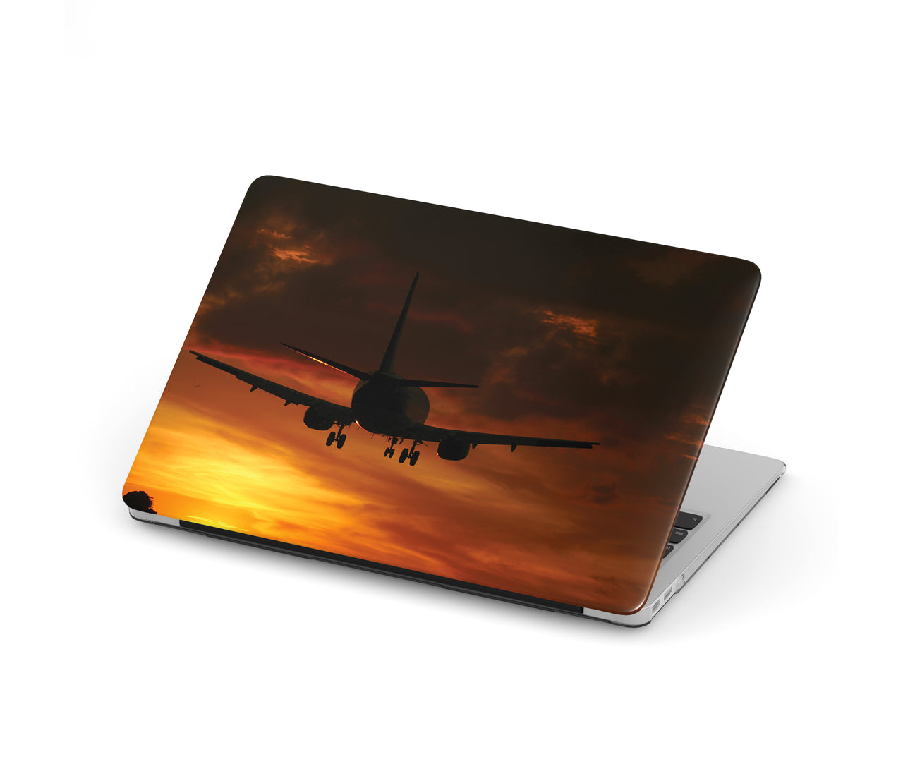 Beautiful Aircraft Landing at Sunset Designed Macbook Cases