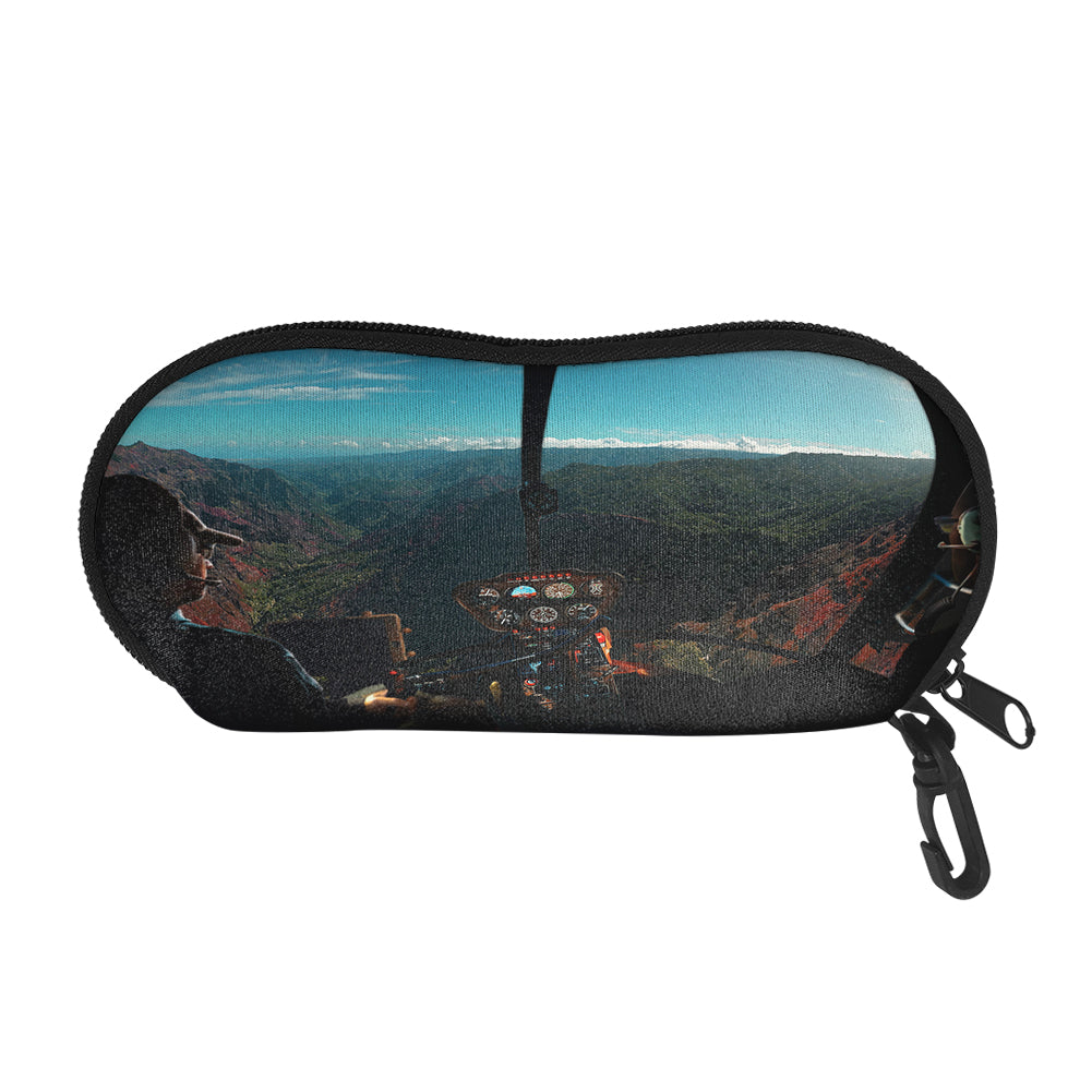 Beautiful Scenary Through Helicopter Cockpit Designed Glasses Bag