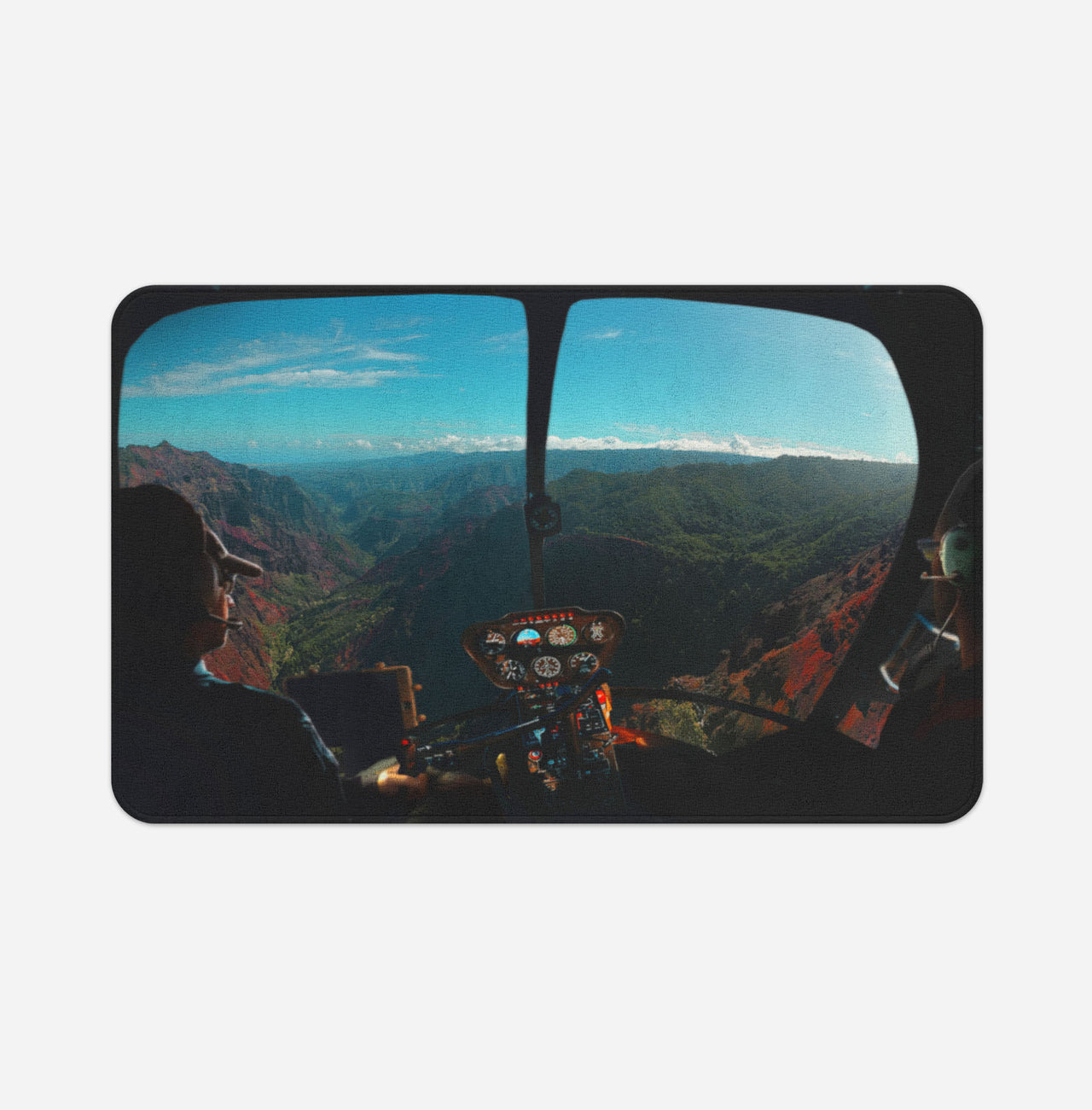 Beautiful Scenary Through Helicopter Cockpit Designed Bath Mats