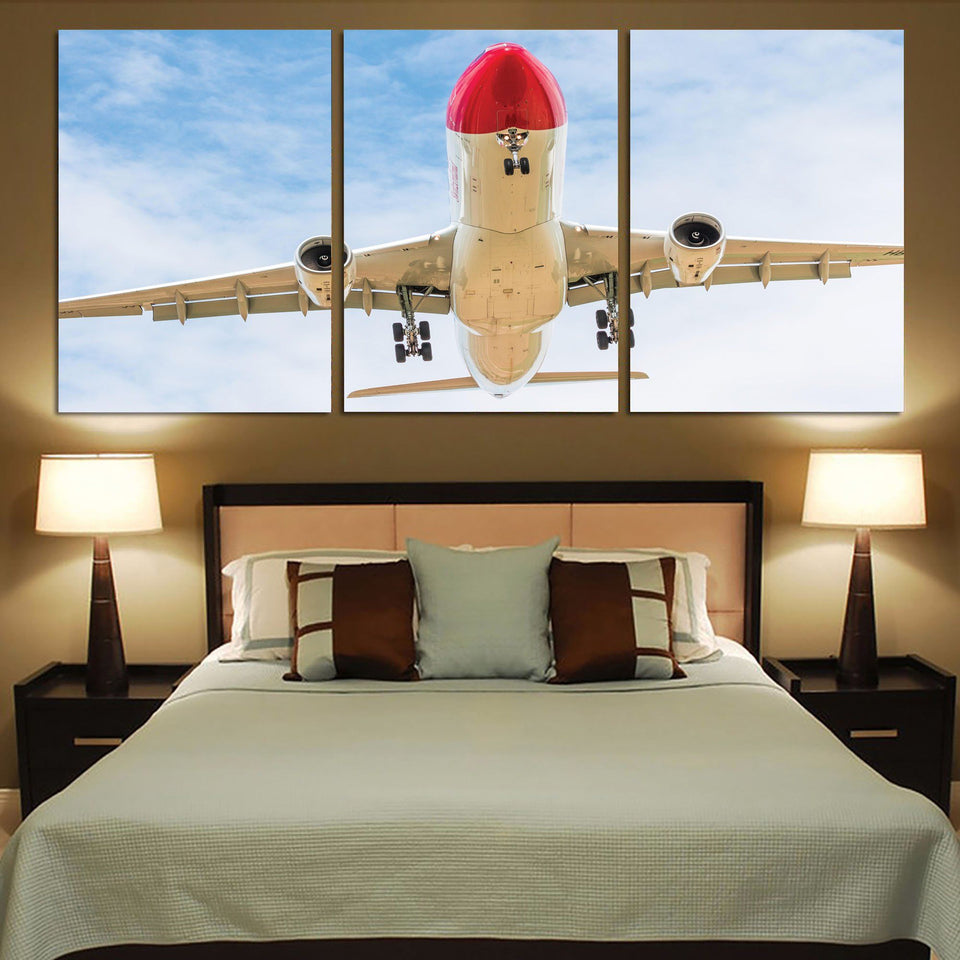Beautiful Airbus A330 on Approach Printed Canvas Posters (3 Pieces) Aviation Shop 