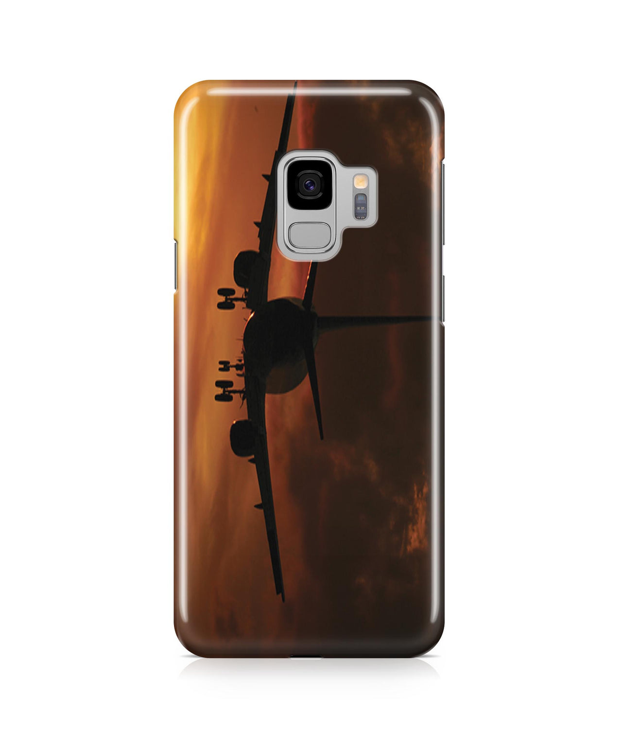 Beautiful Aircraft Landing at Sunset Printed Samsung J Cases