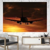 Thumbnail for Beautiful Aircraft Landing at Sunset Printed Canvas Posters (1 Piece) Aviation Shop 