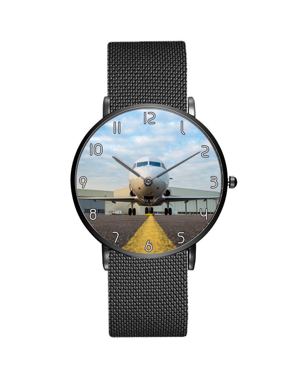 Face to Face with Beautiful Jet Stainless Steel Strap Watches Aviation Shop Black & Stainless Steel Strap 