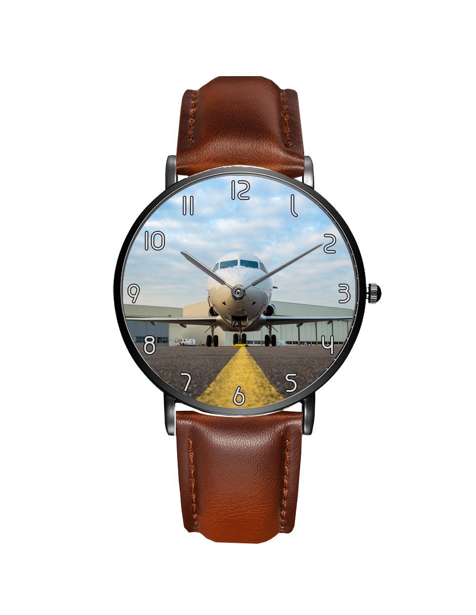 Face to Face with Beautiful Jet Leather Strap Watches Aviation Shop Black & Brown Leather Strap 