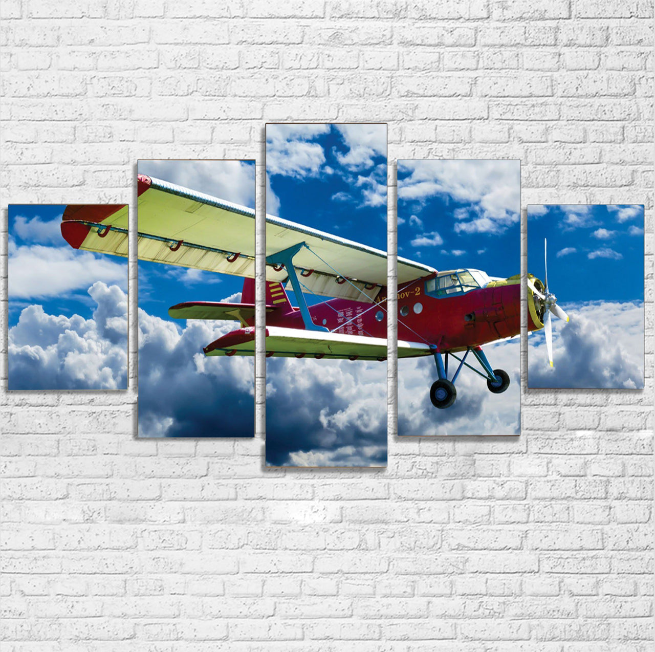 Beautiful Clouds & Antonov-2 Printed Multiple Canvas Poster Aviation Shop 