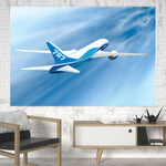 Beautiful Painting of Boeing 787 Dreamliner Printed Canvas Posters (1 Piece) Aviation Shop 