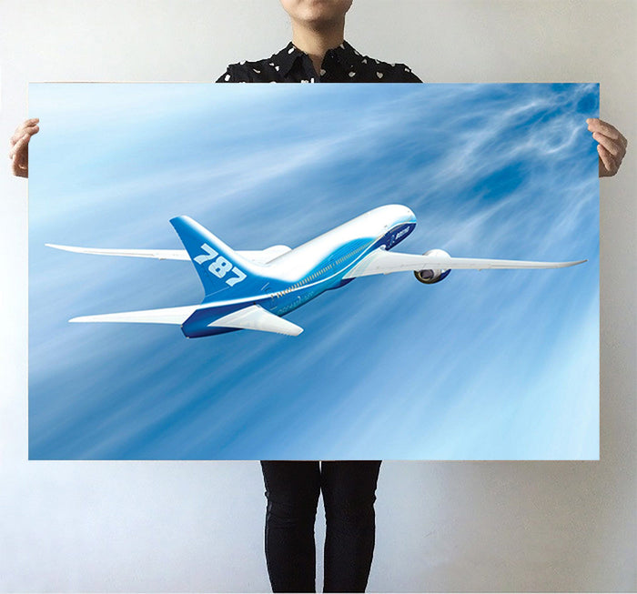 Beautiful Painting of Boeing 787 Dreamliner Printed Posters Aviation Shop 