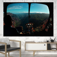 Thumbnail for Beautiful Scenary Through Helicopter Cockpit Printed Canvas Posters (1 Piece) Aviation Shop 