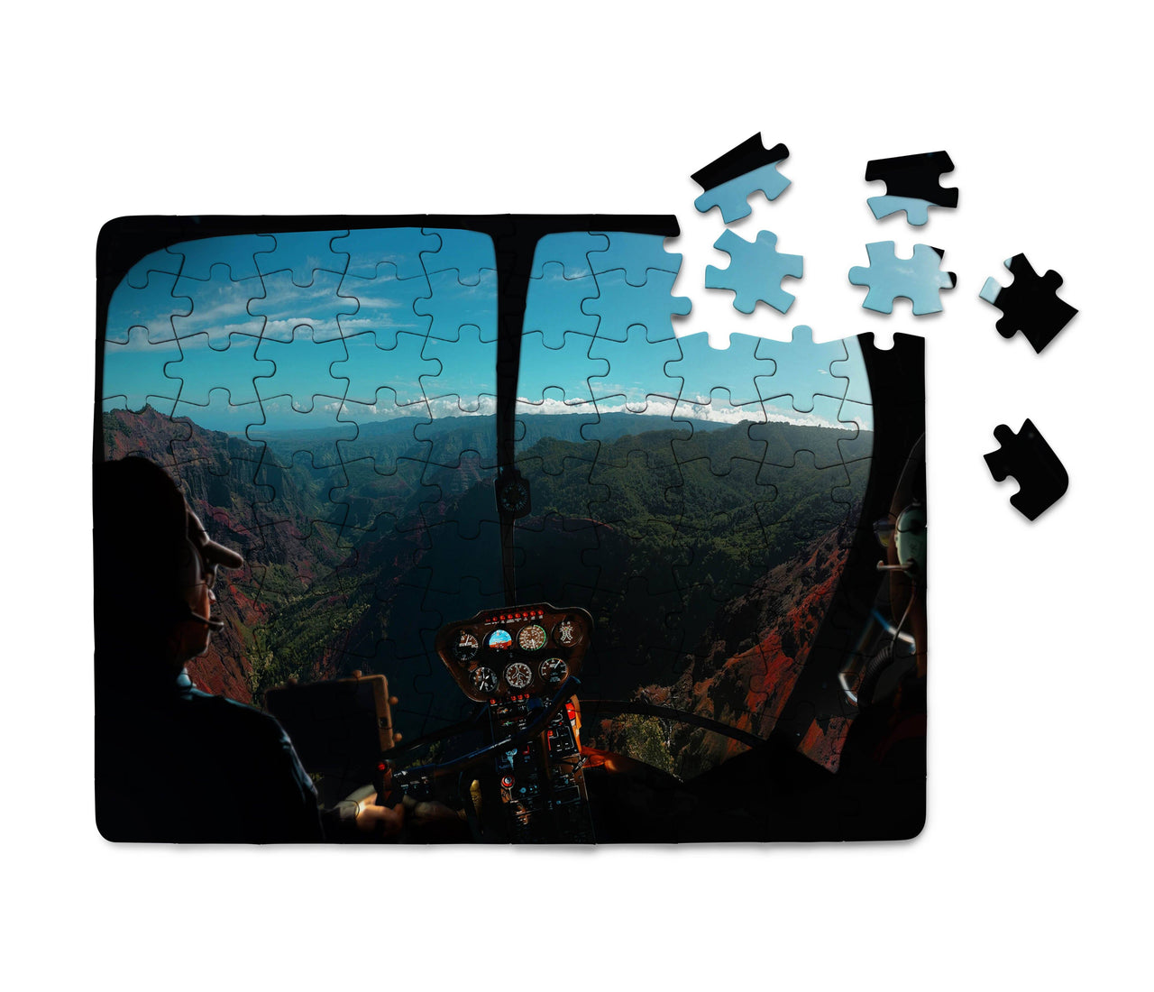 Beautiful Scenary Through Helicopter Cockpit Printed Puzzles Aviation Shop 