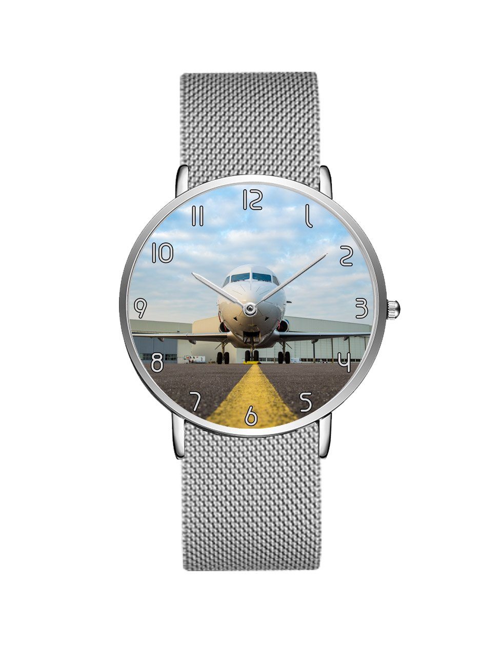 Face to Face with Beautiful Jet Stainless Steel Strap Watches Aviation Shop Silver & Silver Stainless Steel Strap 