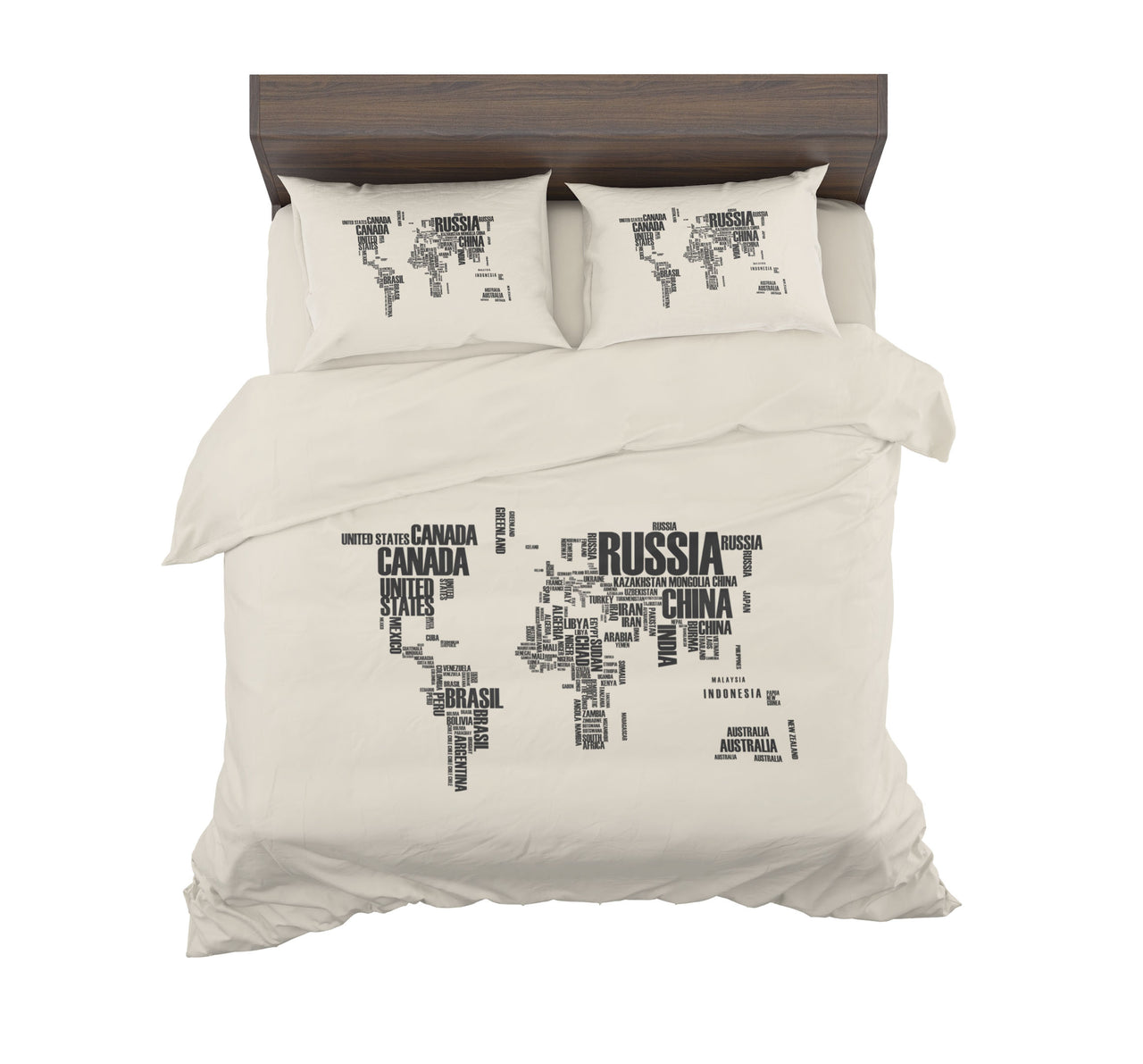 World Map (Text) Designed Bedding Sets
