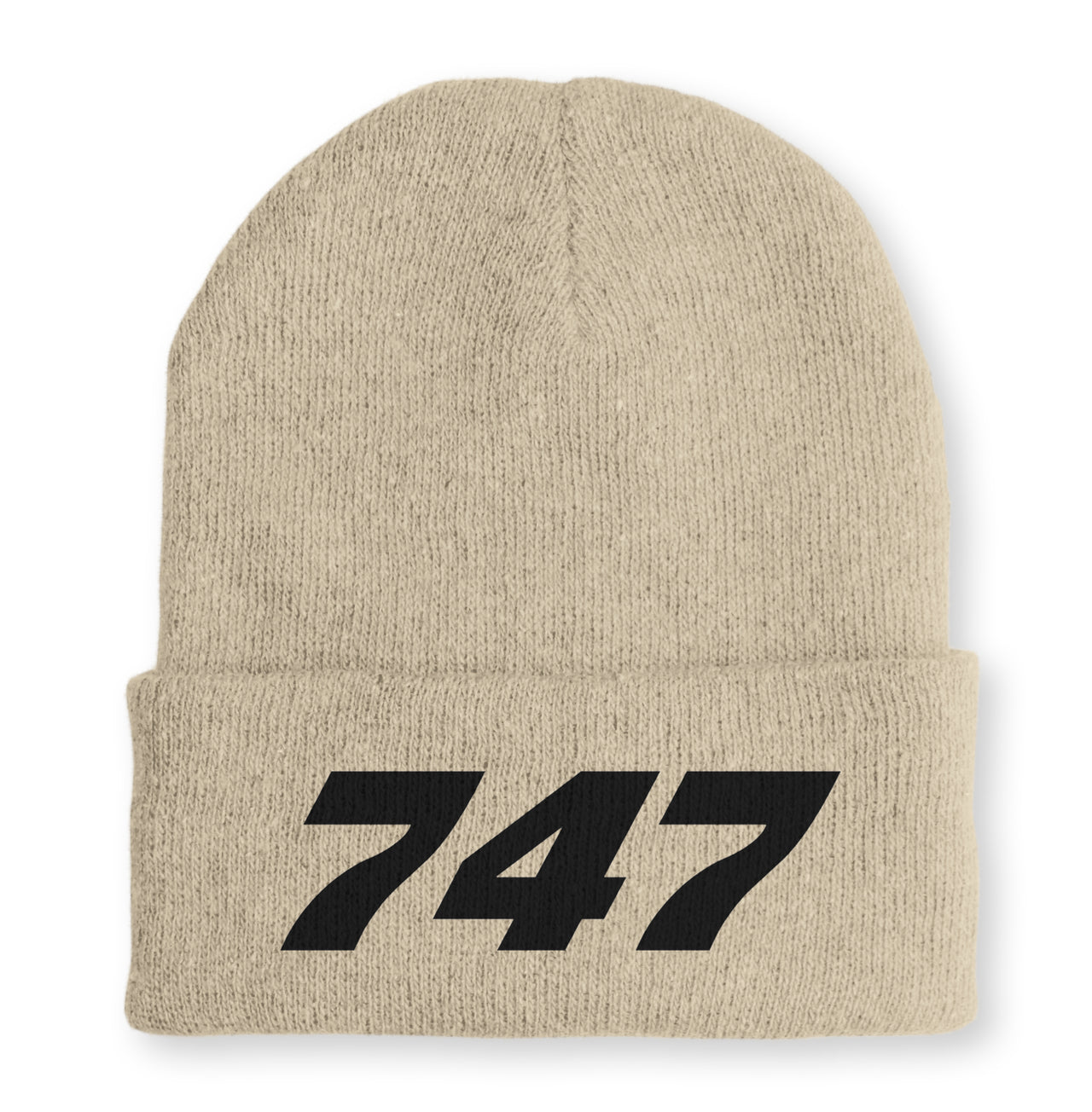 747 Flat Text Embroidered Beanies