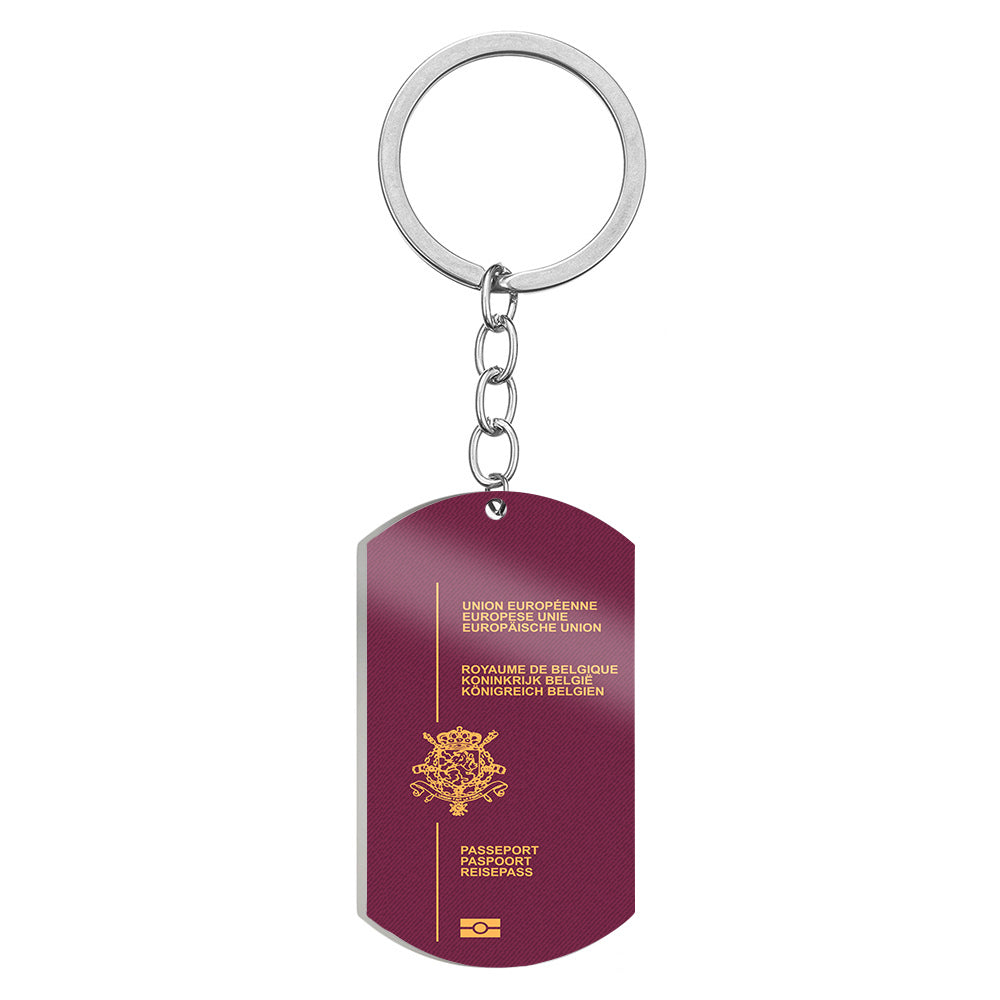 Belgian Passport Designed Stainless Steel Key Chains (Double Side)