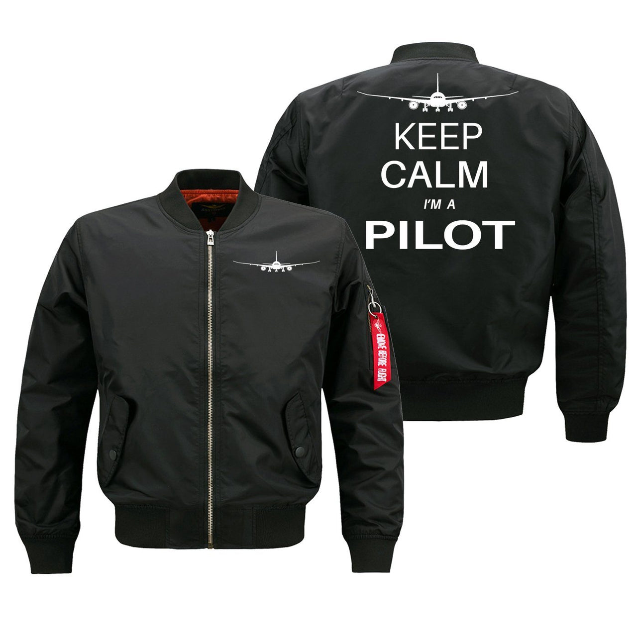 Keep Calm I'm a Pilot Designed Pilot Jackets (Customizable) Pilot Eyes Store Black (Thin) M (US XS) 