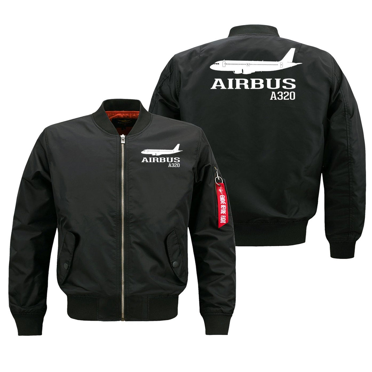 Airbus A320 Printed Pilot Jackets (Customizable) Pilot Eyes Store Black (Thin) M (US XS) 
