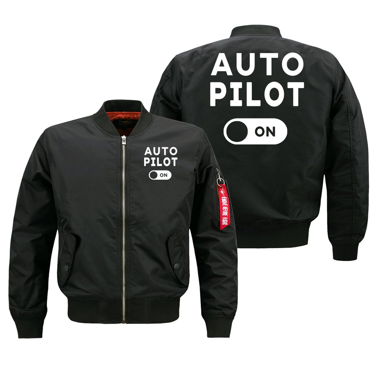 Auto Pilot ON Designed Pilot Jackets (Customizable) Pilot Eyes Store Black (Thin) M (US XS) 