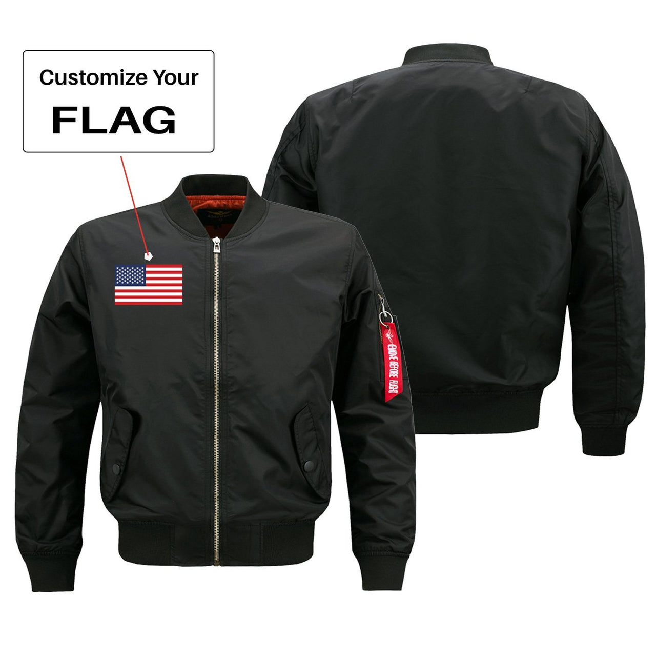 Custom Flag Designed Pilot Jackets (Customizable) Pilot Eyes Store Black (Thin) S (US XXS) 