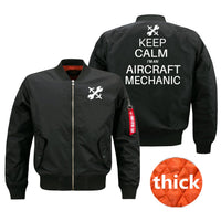 Thumbnail for Keep Calm I'm an Aircraft Mechanic Designed Bomber Jackets (Customizable) Pilot Eyes Store Black (Thick) M (US XS) 