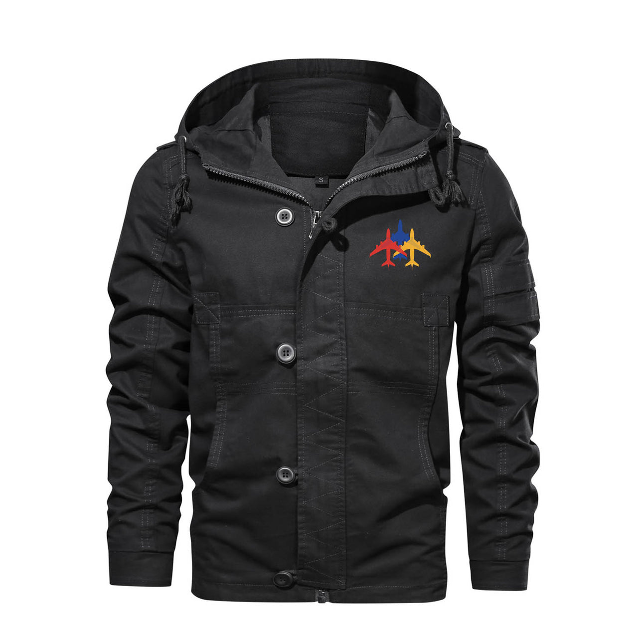 Colourful 3 Airplanes Designed Cotton Jackets