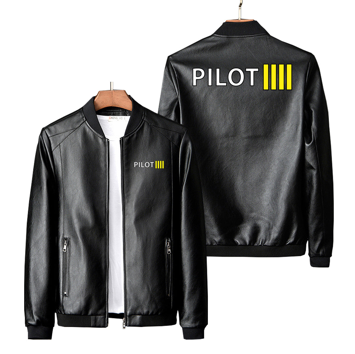 Pilot & Stripes (4 Lines) Designed PU Leather Jackets