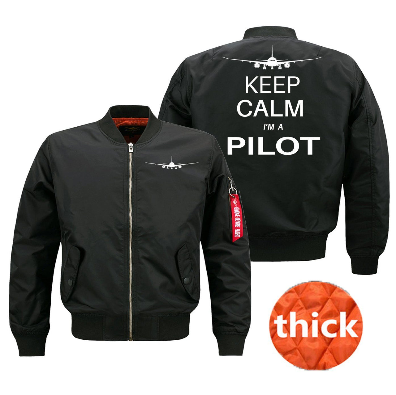 Keep Calm I'm a Pilot Designed Pilot Jackets (Customizable) Pilot Eyes Store Black (Thick) M (US XS) 