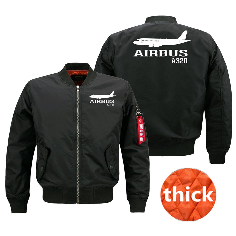 Airbus A320 Printed Pilot Jackets (Customizable) Pilot Eyes Store Black (Thick) M (US XS) 