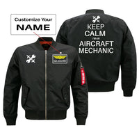 Thumbnail for Keep Calm I'm an Aircraft Mechanic Designed Bomber Jackets (Customizable) Pilot Eyes Store Black (Thin) + Name M (US XS) 