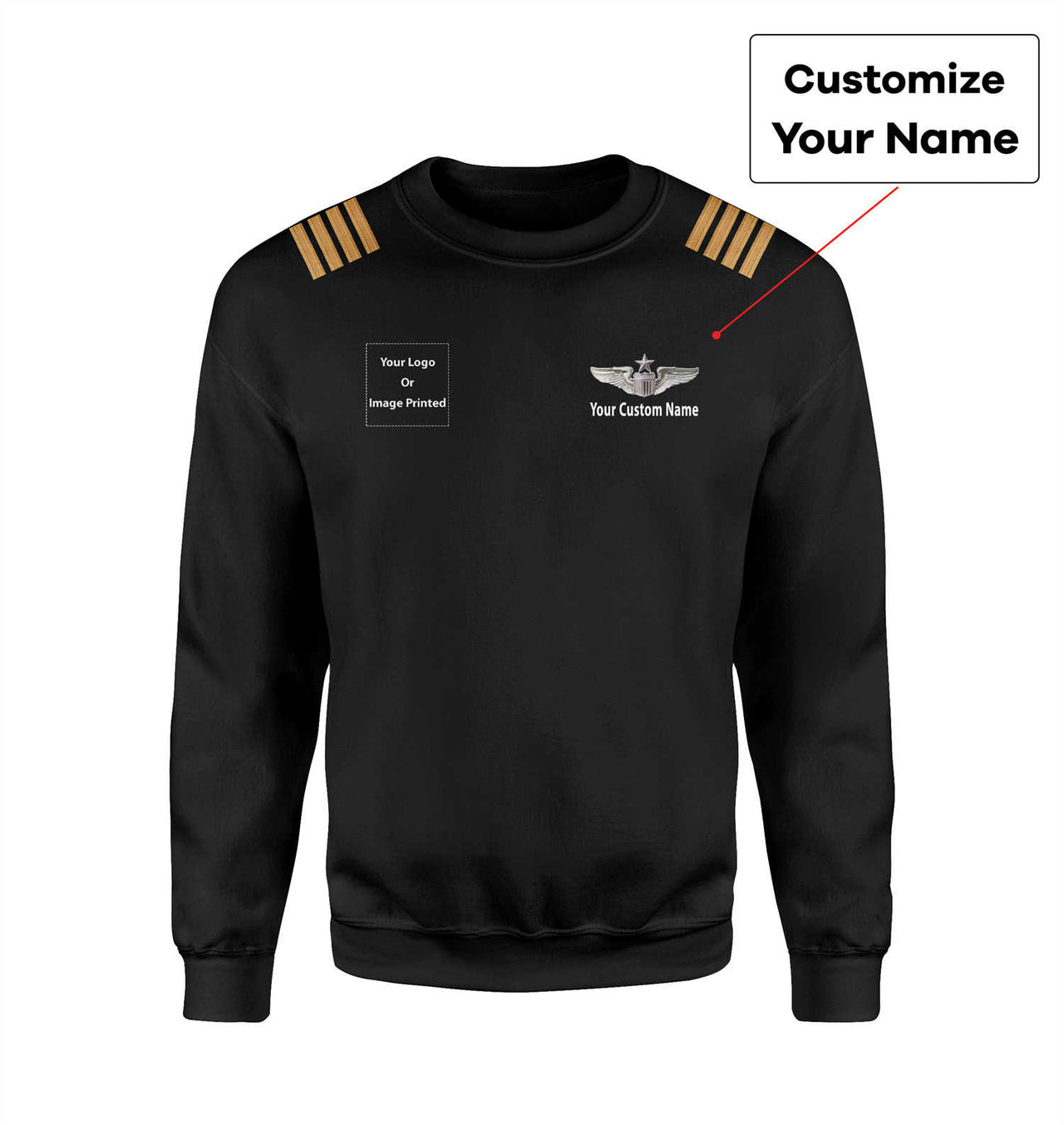 Custom Name &  LOGO & EPAULETTES (US Air Force & Star) Designed 3D Sweatshirts