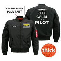 Thumbnail for Keep Calm I'm a Pilot Designed Pilot Jackets (Customizable) Pilot Eyes Store Black (Thick) + Name M (US XS) 