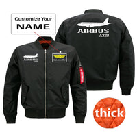 Thumbnail for Airbus A320 Printed Pilot Jackets (Customizable) Pilot Eyes Store Black (Thick) + Name M (US XS) 