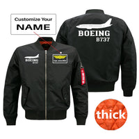 Thumbnail for Boeing 737 Printed Pilot Jackets (Customizable) Pilot Eyes Store Black (Thick) M (US XS) 