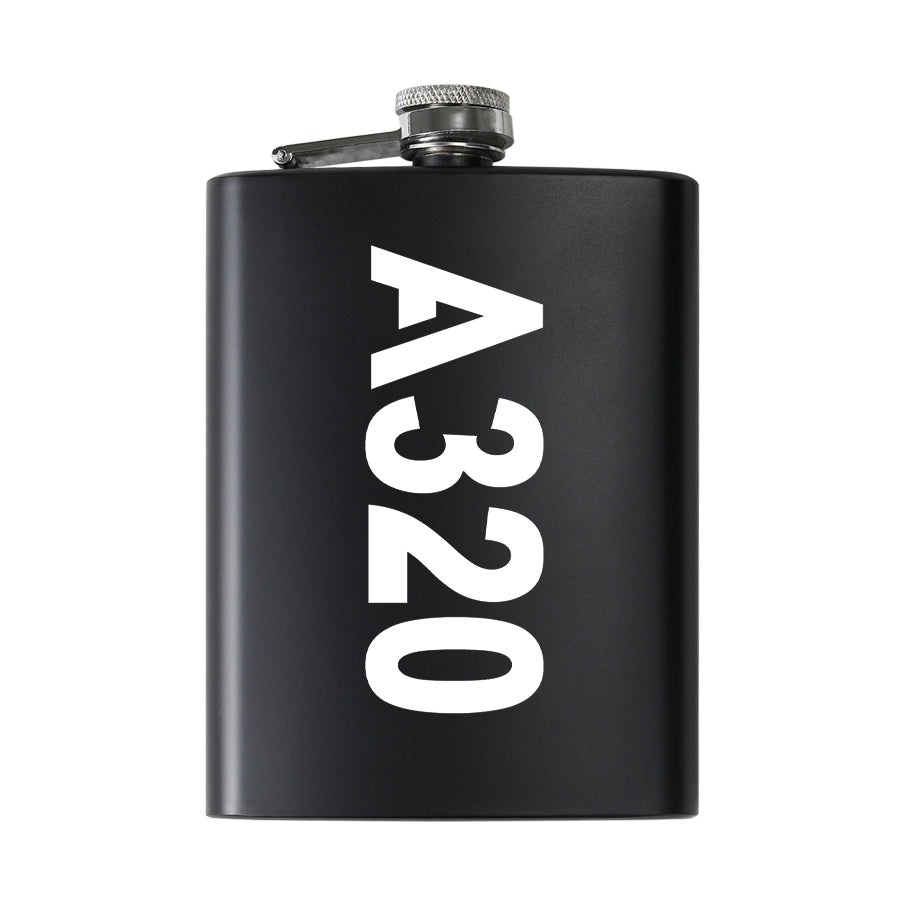A320 Text Designed Stainless Steel Hip Flasks