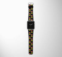 Thumbnail for Flat Colourful 747 Designed Leather Apple Watch Straps