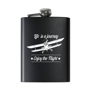 Life is a journey Enjoy the Flight Designed Stainless Steel Hip Flasks