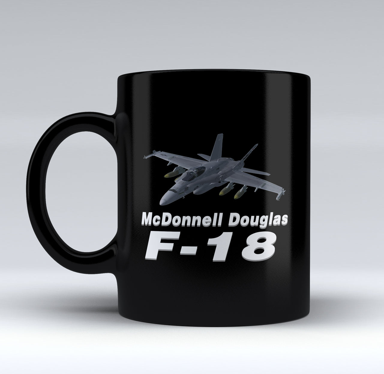 The McDonnell Douglas F18 Designed Black Mugs