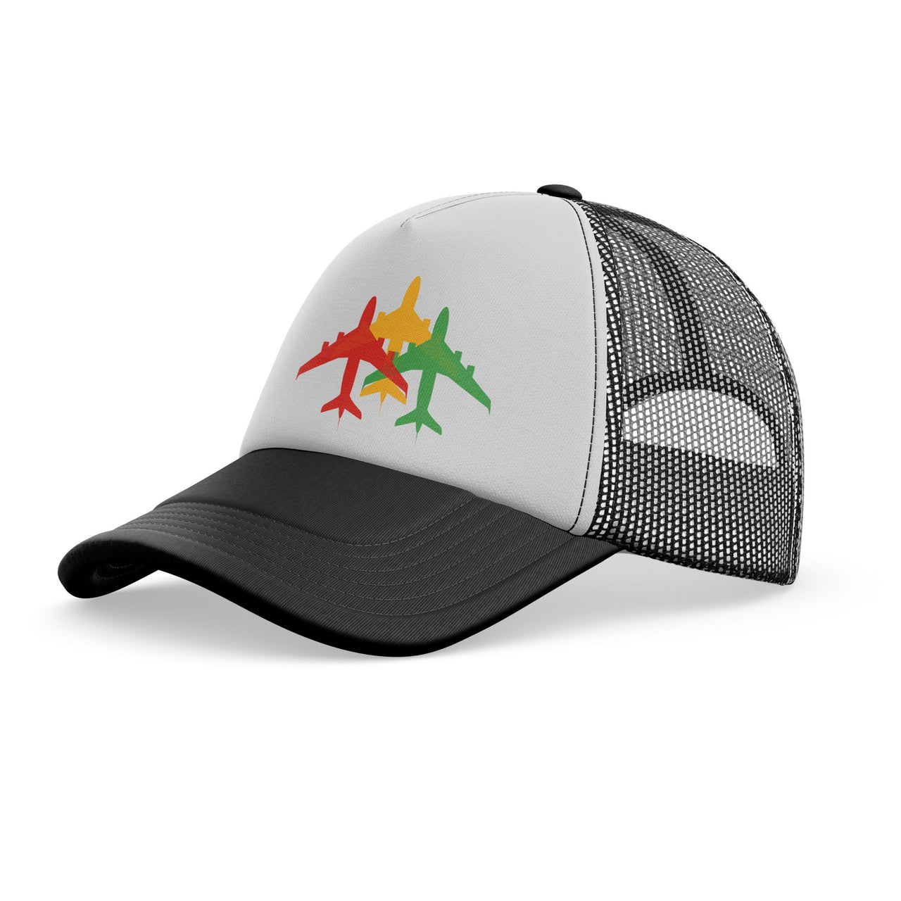 Colourful 3 Airplanes Designed Trucker Caps & Hats