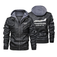 Thumbnail for The Bombardier Learjet 75 Designed Hooded Leather Jackets