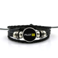 Thumbnail for Pilot & Stripes (4 Lines) Designed Leather Bracelets