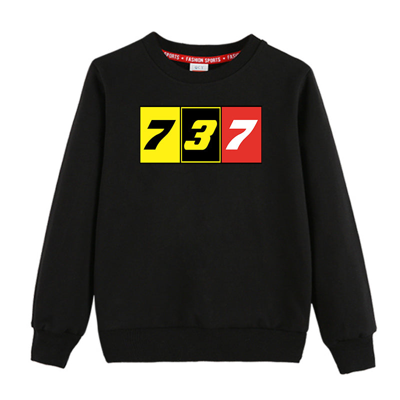 Flat Colourful 737 Designed "CHILDREN" Sweatshirts