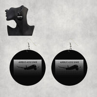 Thumbnail for Airbus A350XWB & Dots Designed Wooden Drop Earrings