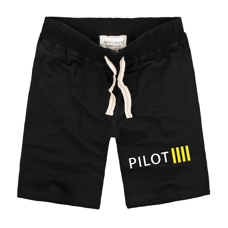 Pilot & Stripes (4 Lines) Designed Cotton Shorts