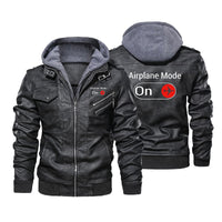 Thumbnail for Airplane Mode On Designed Hooded Leather Jackets