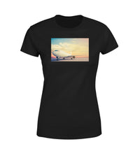 Thumbnail for Parked Aircraft During Sunset Designed Women T-Shirts