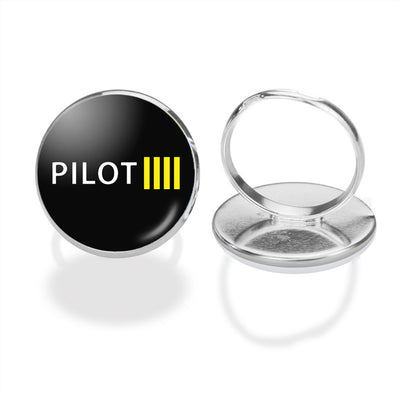 Pilot & Stripes (4 Lines) aviation ring in stainless steel.
