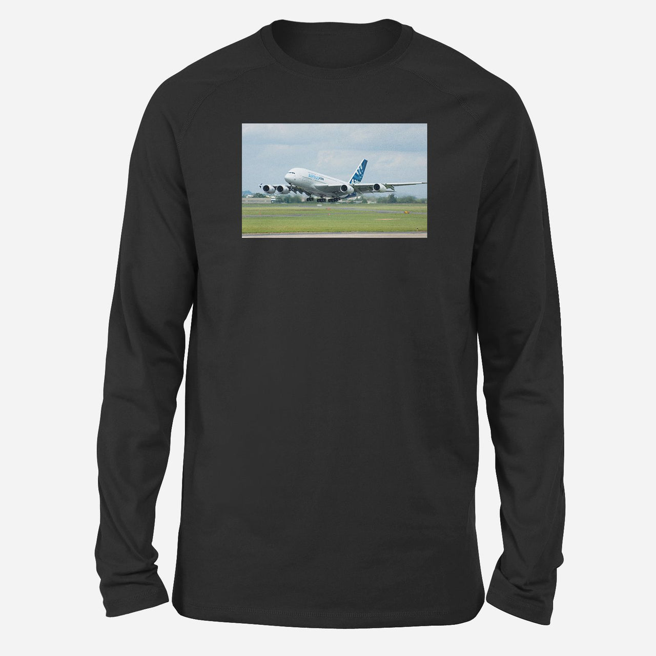 Departing Airbus A380 with Original Livery Designed Long-Sleeve T-Shirts