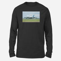Thumbnail for Departing Airbus A380 with Original Livery Designed Long-Sleeve T-Shirts