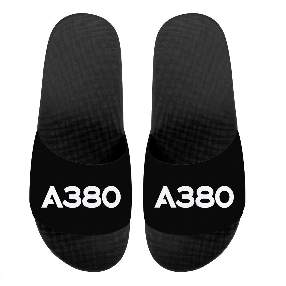 A380 Flat Text Designed Sport Slippers