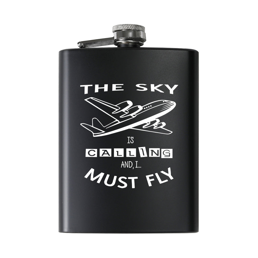 The Sky is Calling and I Must Fly Designed Stainless Steel Hip Flasks